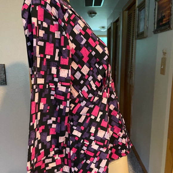 Vintage Blue Diamond Stretch Blouse Size Medium - Picture 2 of 4